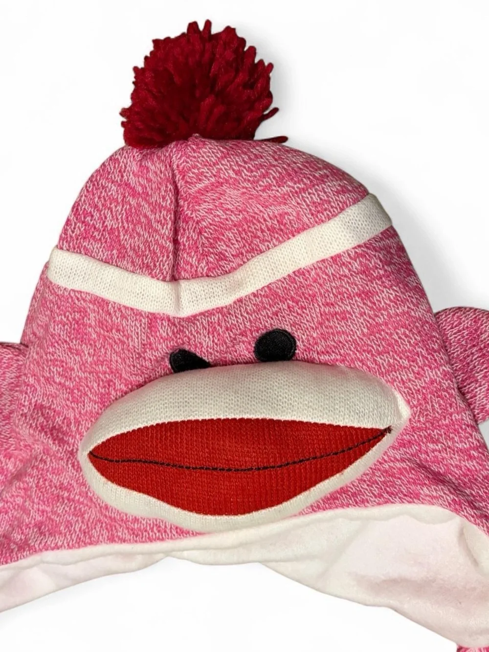 NWOT pink sock monkey winter hat